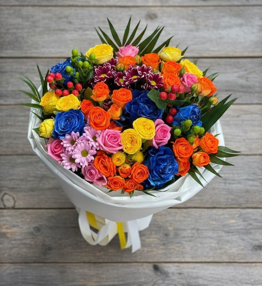 Букет цветов из: Розы и Хризантемы в Токсово