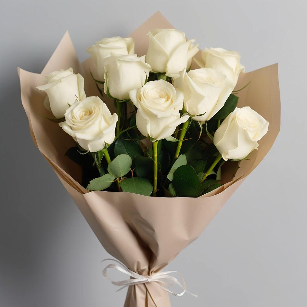 Букет 9 Белых роз Эдлесс Лав в Токсово