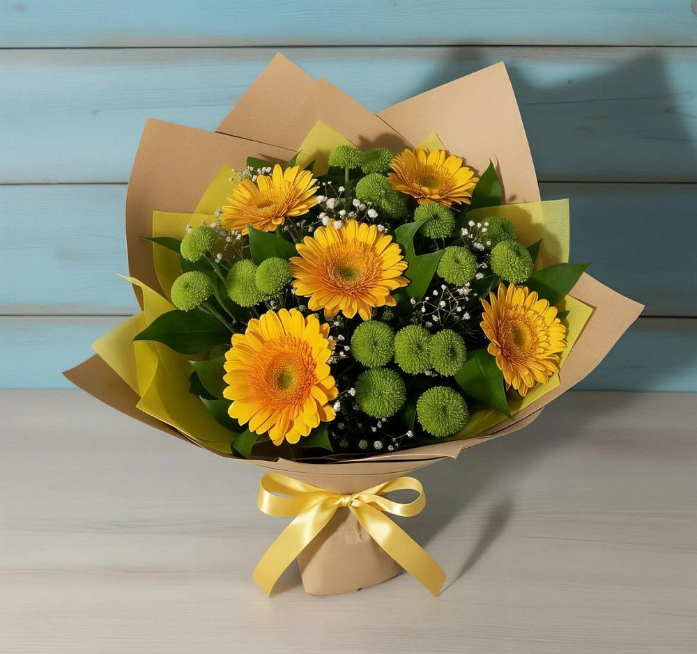 Букет цветов из: Герберы и Хризантемы в Токсово