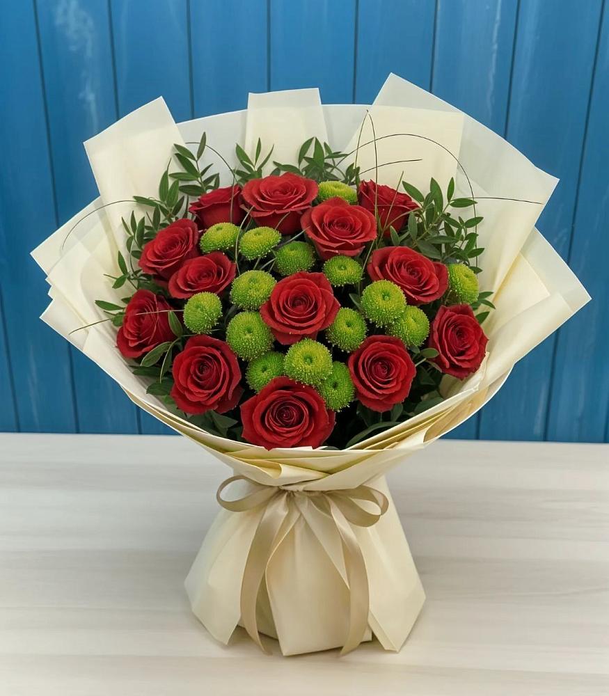 Букет цветов из: Розы и Хризантемы в Токсово