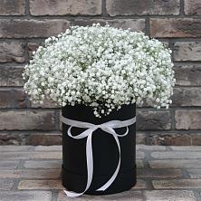 Цветочная композиция из Гипсофила в шляпной коробке в Токсово