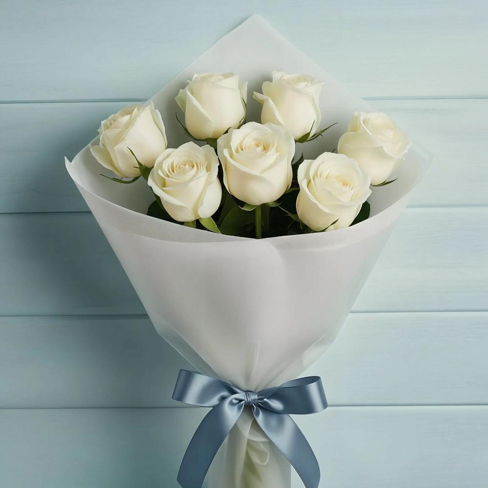 Букет 7 Белых роз Эдлесс Лав в Токсово